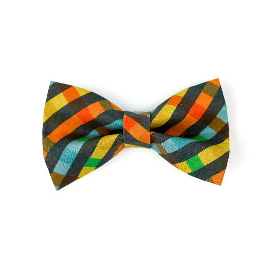 Pet Bow Tie - "Colorful Plaid" - Cotton Bow Tie for Pet Collar / Cat Gift, Wedding/ Cat, Kitten, Small Dog, Little Pets