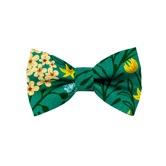 Pet Bow Tie - "Spring Forest" - Cotton Bow Tie for Pet Collar / Cat Gift, Wedding/ Cat, Kitten, Small Dog, Little Pets
