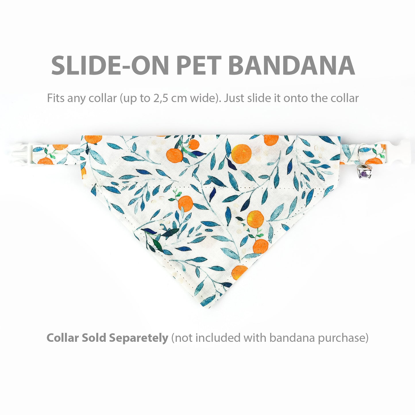 Pet Bandana - "Orange tree" - Bandana for Cat, Small Dog, Little Pet / Summer, Spring, Winter, Fall, Wedding / Slide-on Bandana