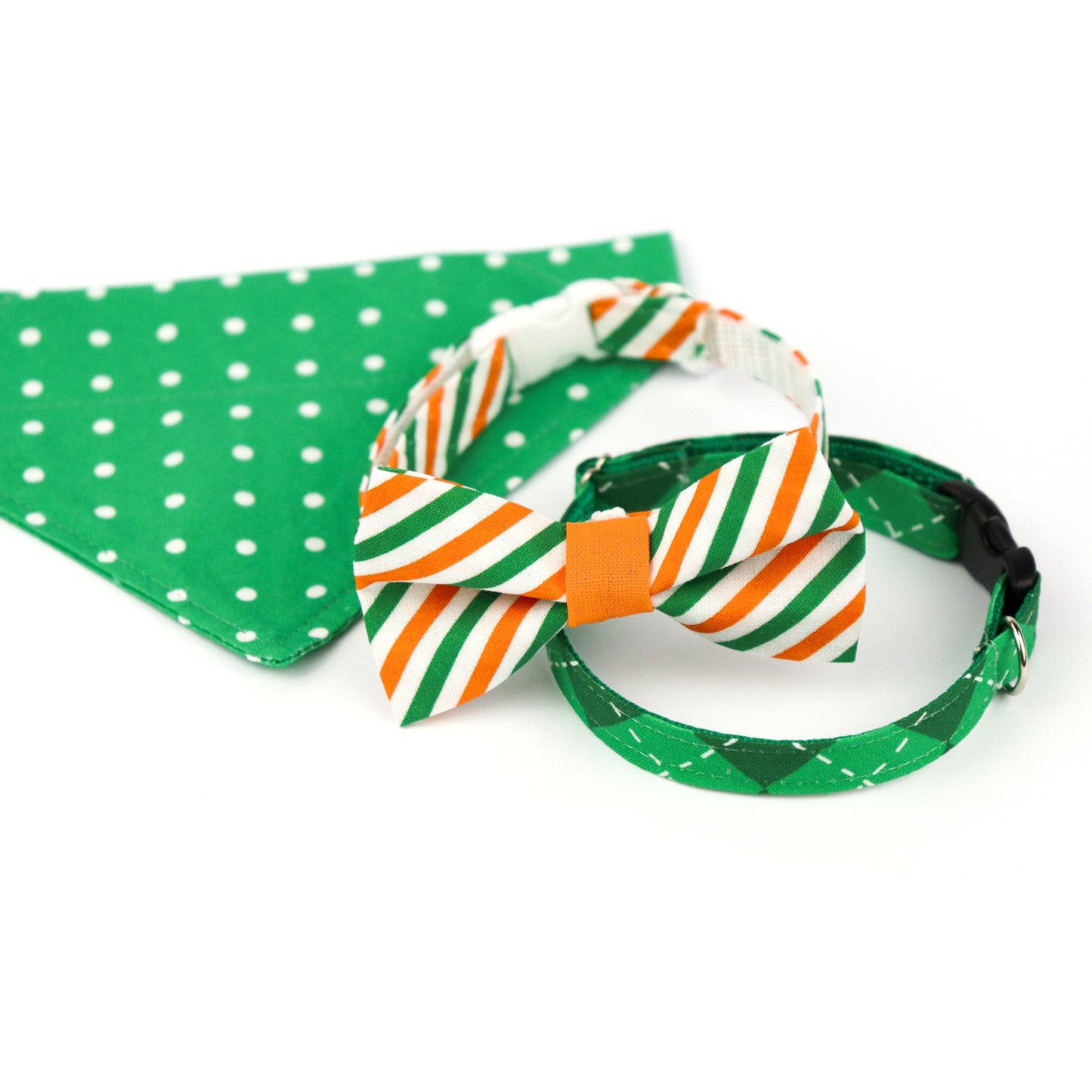 Pet Collar - "Green Plaid" - Cat Collar Breakaway /Non Breakaway / Cat, Kitten, Small Dog, Little Pets Sizes /St Patricks Day/ Shamrock