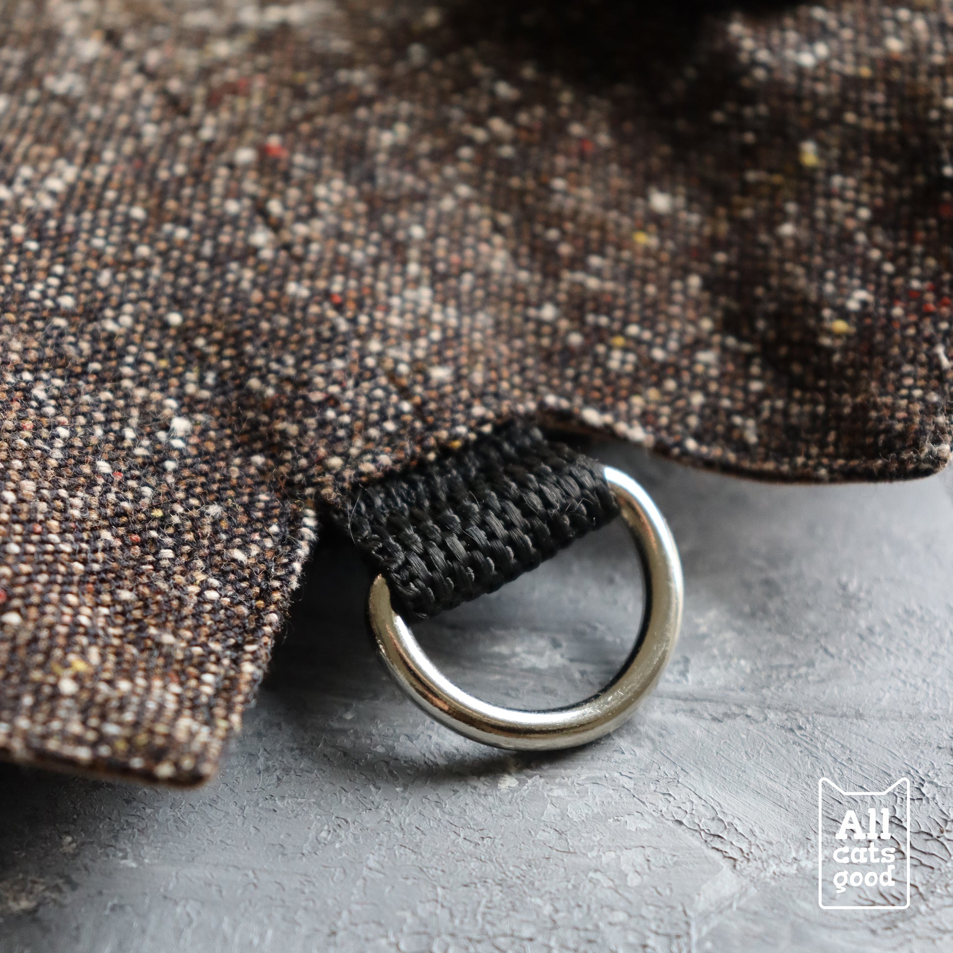 Reliable Leash Attachment: The D-Ring on Our Tweed Cat Harness from All cats good - Walk Your Cat with Confidence!