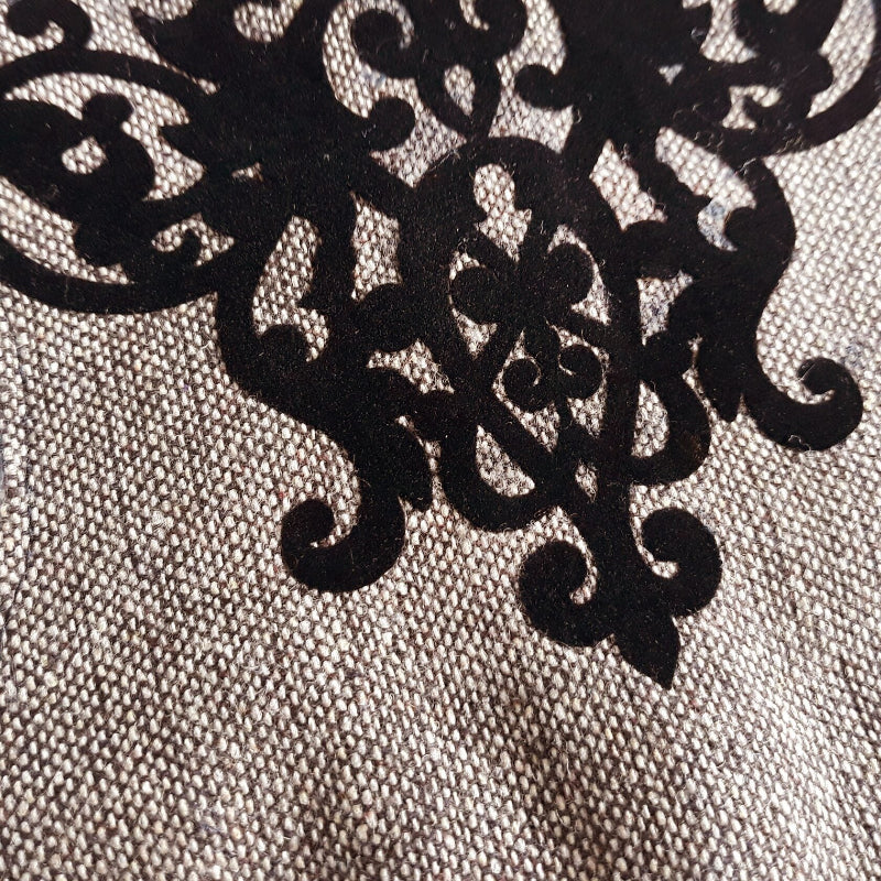 Texture Close-up: Soft Black Velvet Openwork on a Comfortable Brown Cat Harness. Treat Your Cat to Comfort & Style!