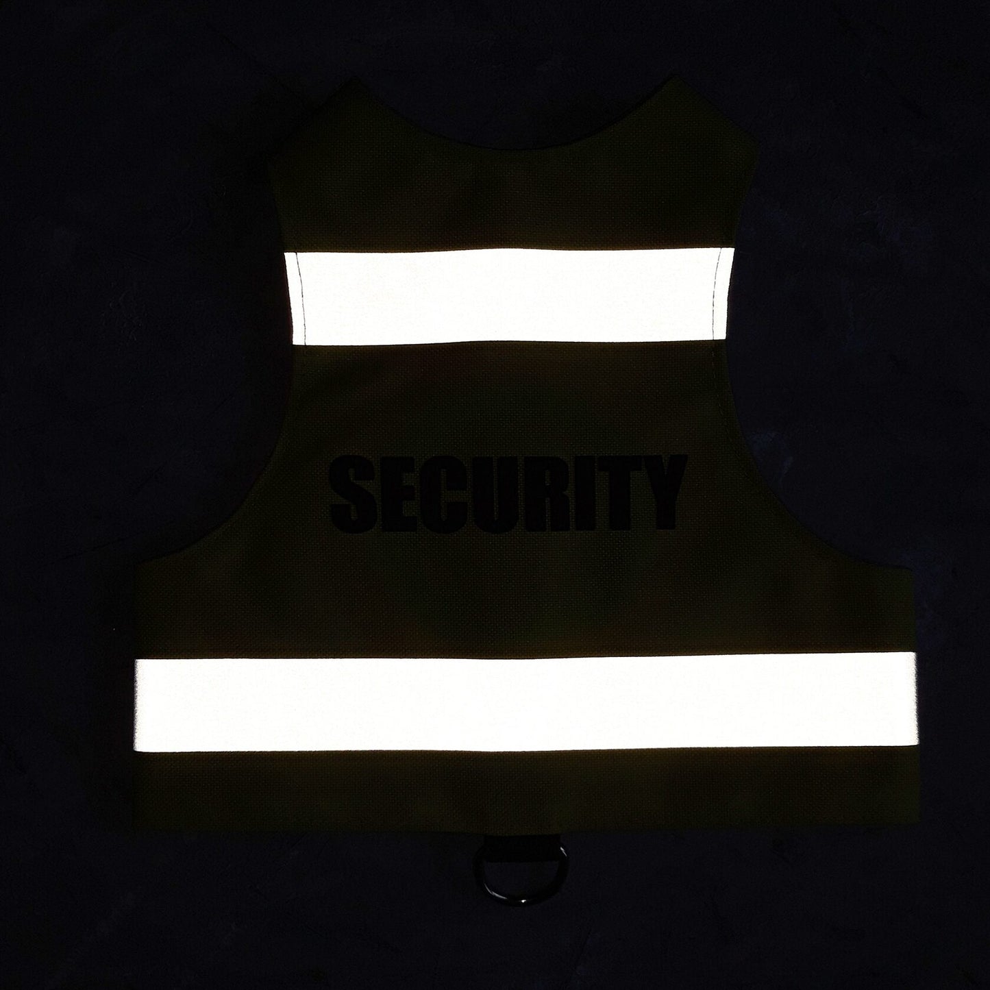 Bright yellow cat safety harness with reflective stripes and "Bird Patrol" text.