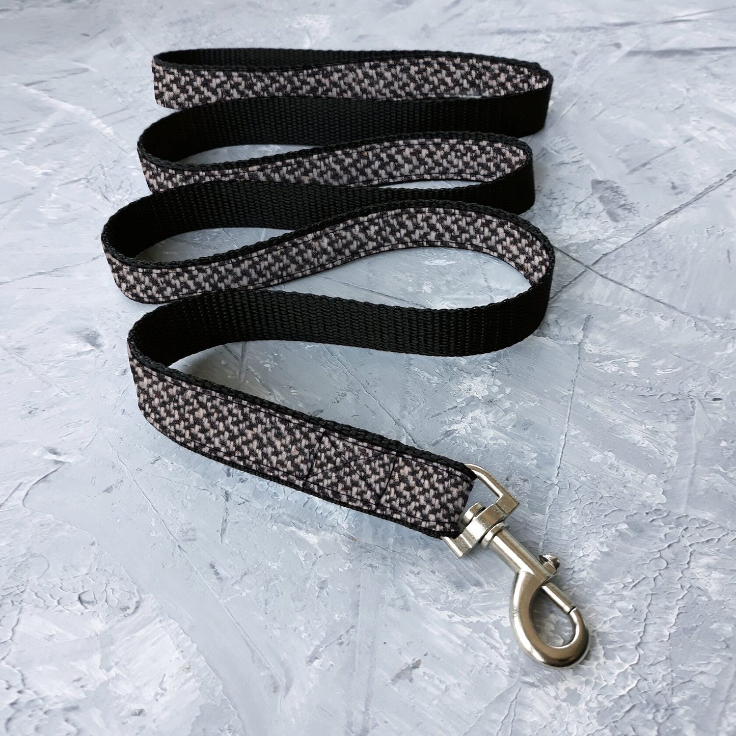 Tweed leash for cat. Black and White. 8 feet