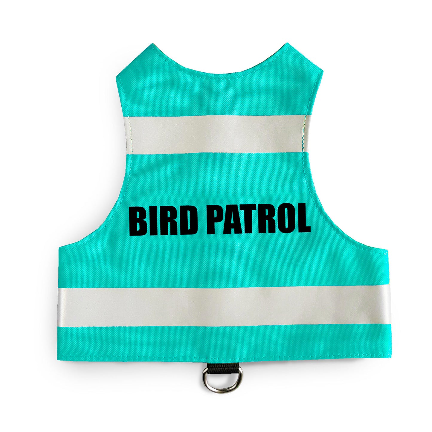 The comfortable and secure "Bird Patrol" high-visibility blue cat harness, crafted from water-repellent material and equipped with reflective elements, is perfect for strolls with your adventurous cat.