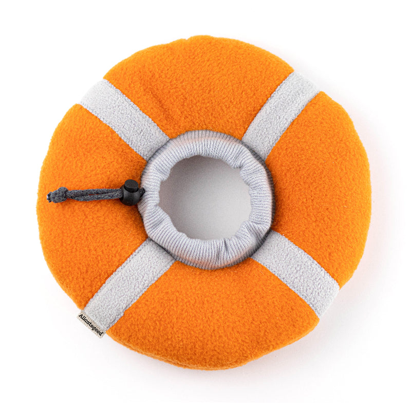 Soft orange with grey Elizabethan collar for post-surgery recovery