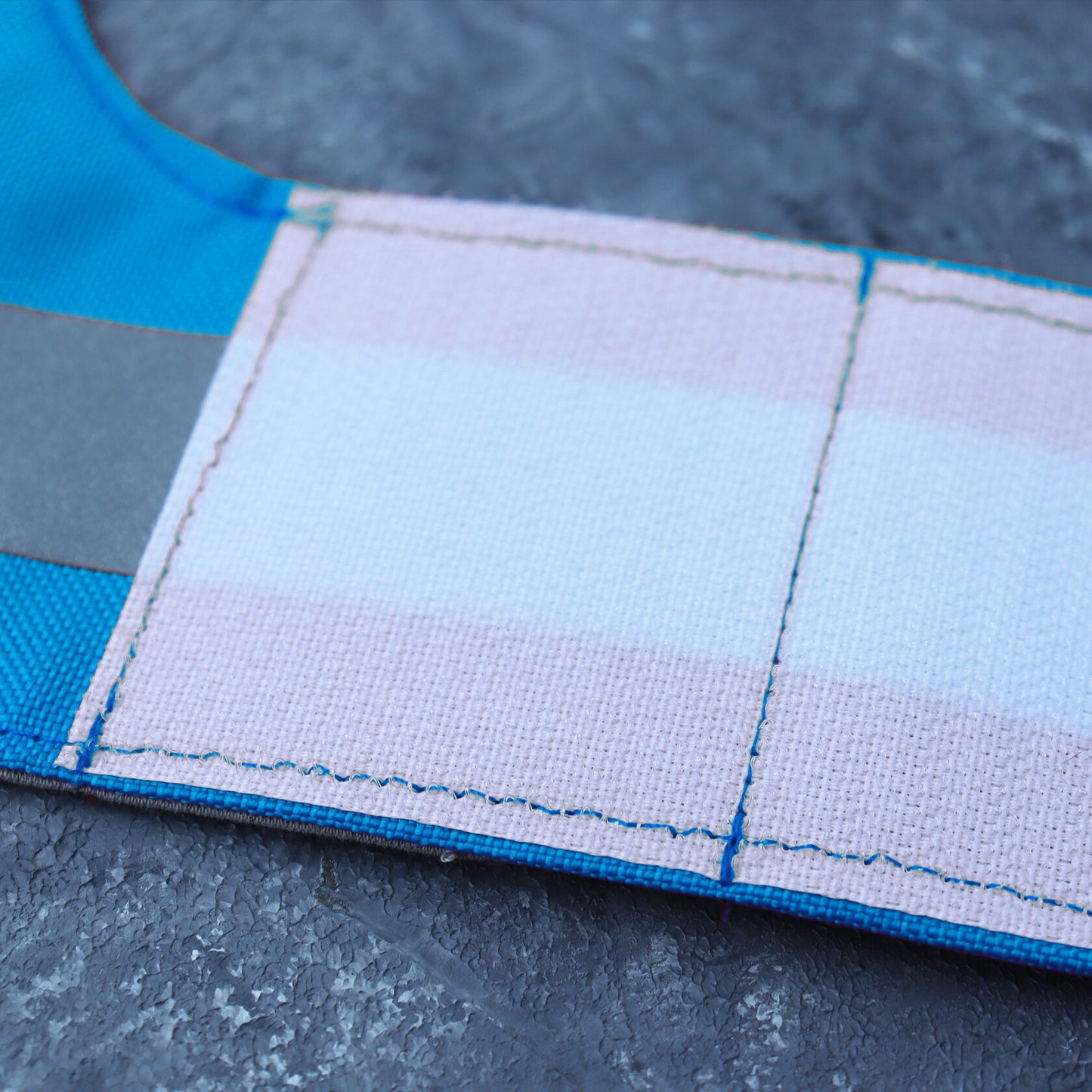 Escape proof high visibility water-repellent safety cat harness with reflective stripes. Sky blue. AirTag Pocket optional