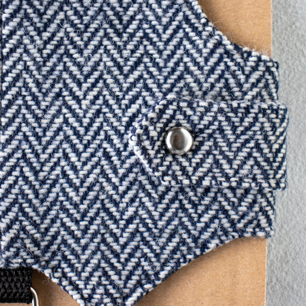 dark blue tweed cat harness