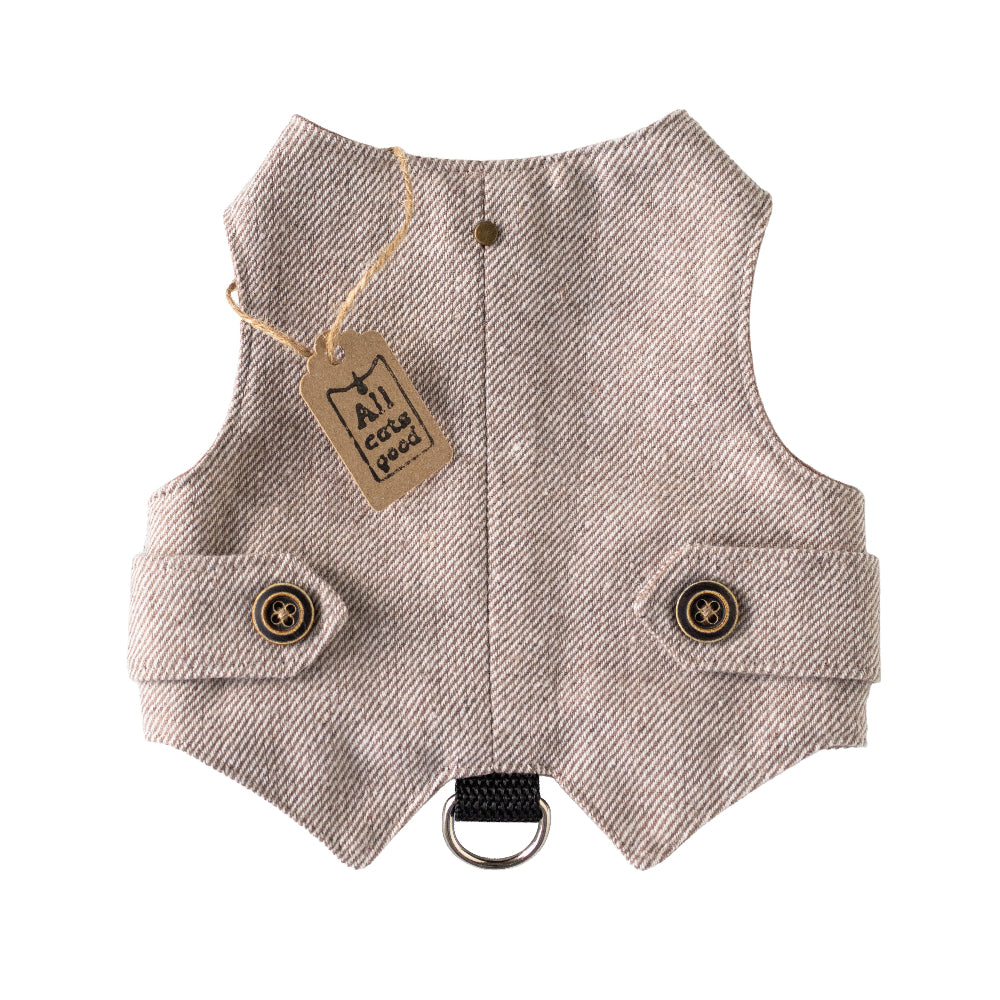 beige tweeed escape proof cat harness