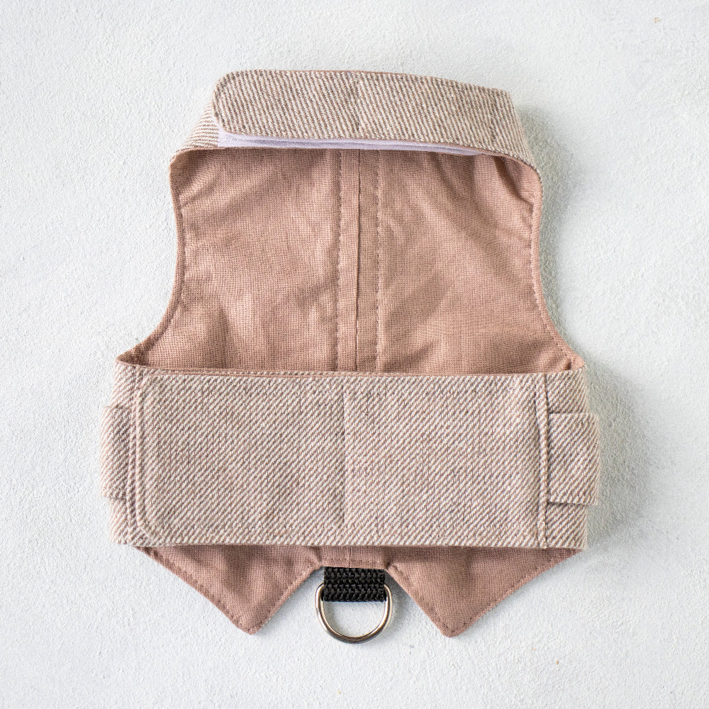 beige tweeed escape proof cat harness