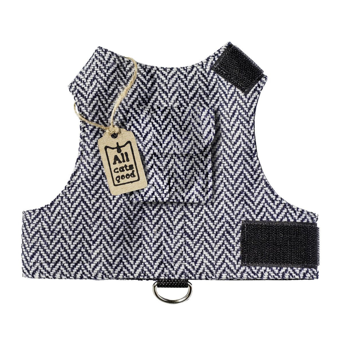 Tweed Cat Harness for Adult cats. One Size. Simple and Secure. Airtag Pocket optional (Copy)