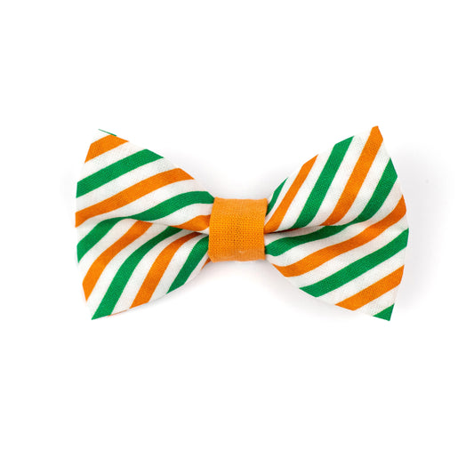 Pet Bow Tie - "Green Orange" - Cotton Bow Tie for Pet Collar / St Patricks Day/ Cat Gift, Wedding/ Cat, Kitten, Small Dog, Little Pets