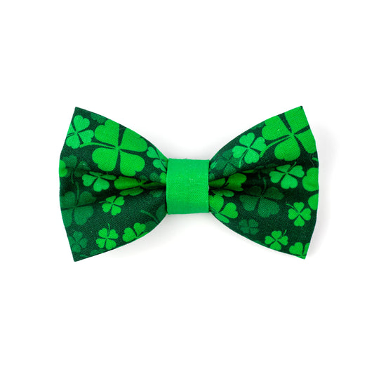 Pet Bow Tie - "Four-leaf clover" - Cotton Bow Tie for Pet Collar / St Patricks Day/ Shamrock/ Cat, Kitten, Small Dog, Little Pets