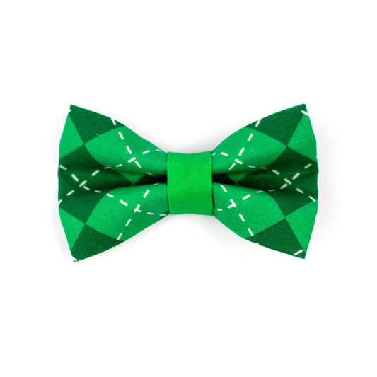 Pet Bow Tie - "Green Plaid" - Cotton Bow Tie for Pet Collar / St Patricks Day/ Shamrock/ Cat, Kitten, Small Dog, Little Pets