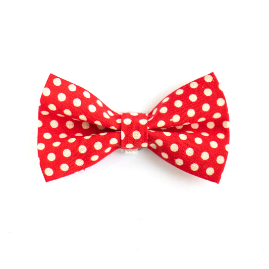 Pet Bow Tie - "Red Dots" - Cotton Bow Tie for Pet Collar / Cat Gift, Wedding/ Cat, Kitten, Small Dog, Little Pets