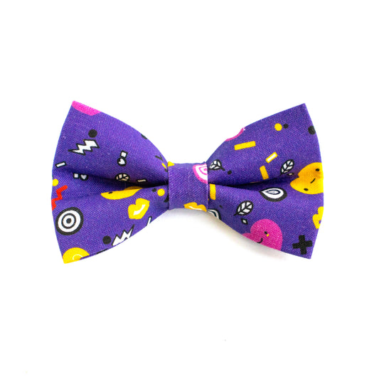Pet Bow Tie - "Purple hearts" - Cotton Bow Tie for Pet Collar / Cat Gift, Wedding/ Cat, Kitten, Small Dog, Little Pets