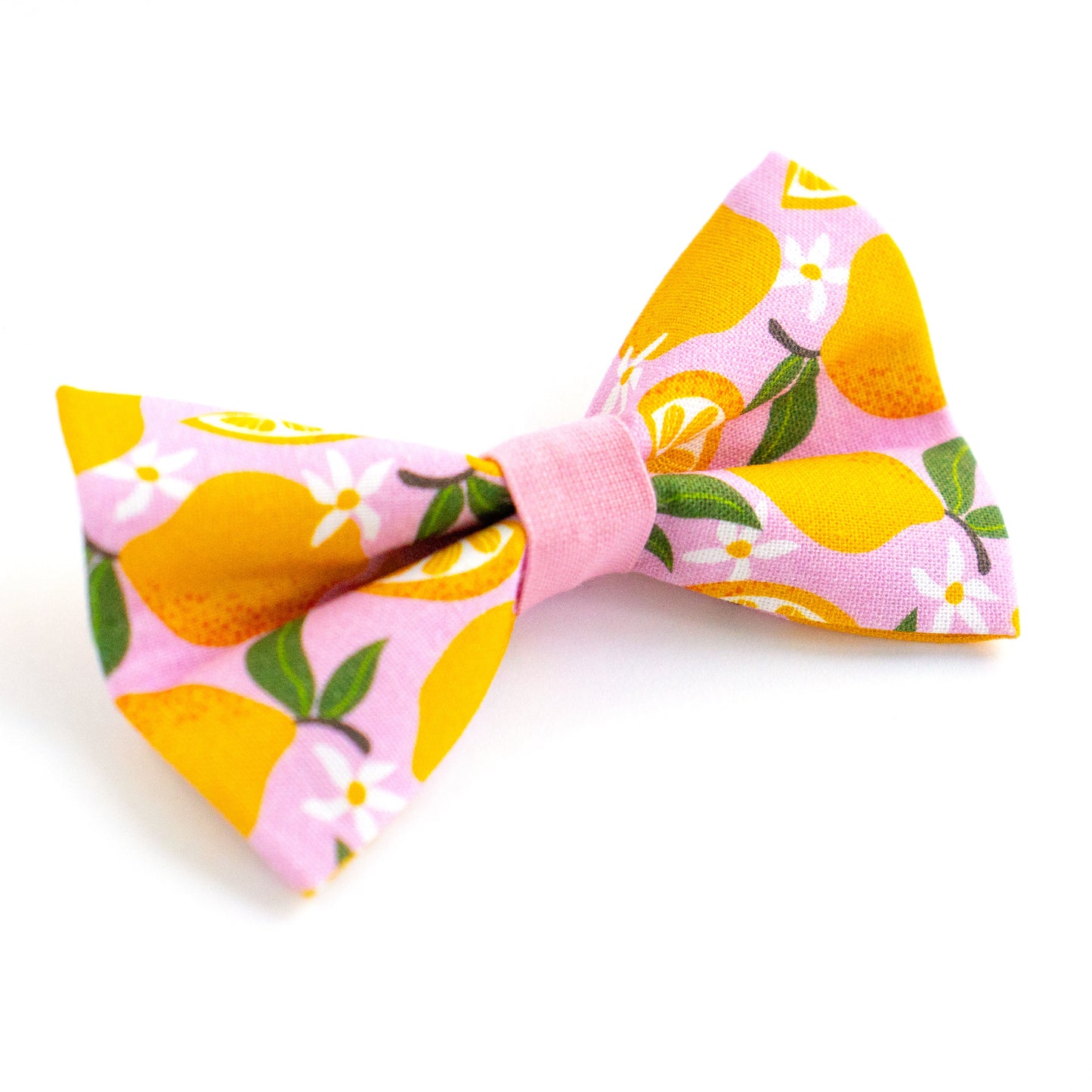 Pet Bow Tie - "Pink Lemon" - Cotton Bow Tie for Pet Collar / Cat Gift, Wedding/ Cat, Kitten, Small Dog, Little Pets