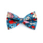 Pet Bow Tie - "Blue Red Flowers" - Cotton Bow Tie for Pet Collar / Cat Gift, Wedding/ Cat, Kitten, Small Dog, Little Pets