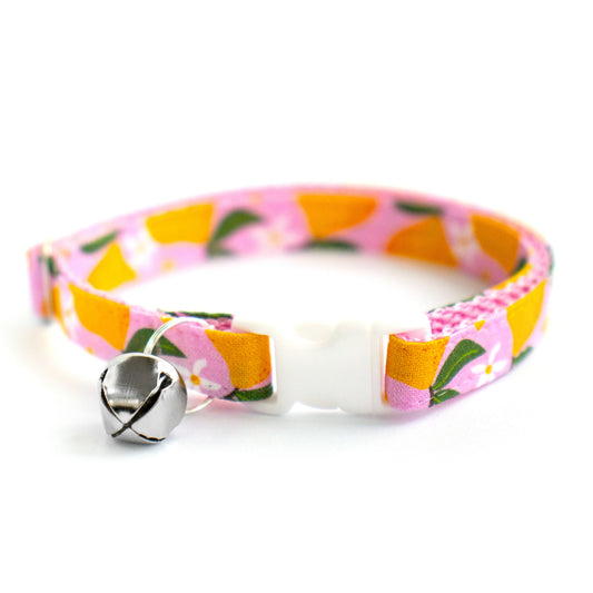 Pet Collar - "Pink Lemon" - Cat Collar Breakaway /Non Breakaway / Cat, Kitten, Small Dog, Little Pets Sizes