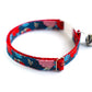 Pet Collar - "Blue Red Flowers" - Cat Collar Breakaway /Non Breakaway / Cat, Kitten, Small Dog, Little Pets