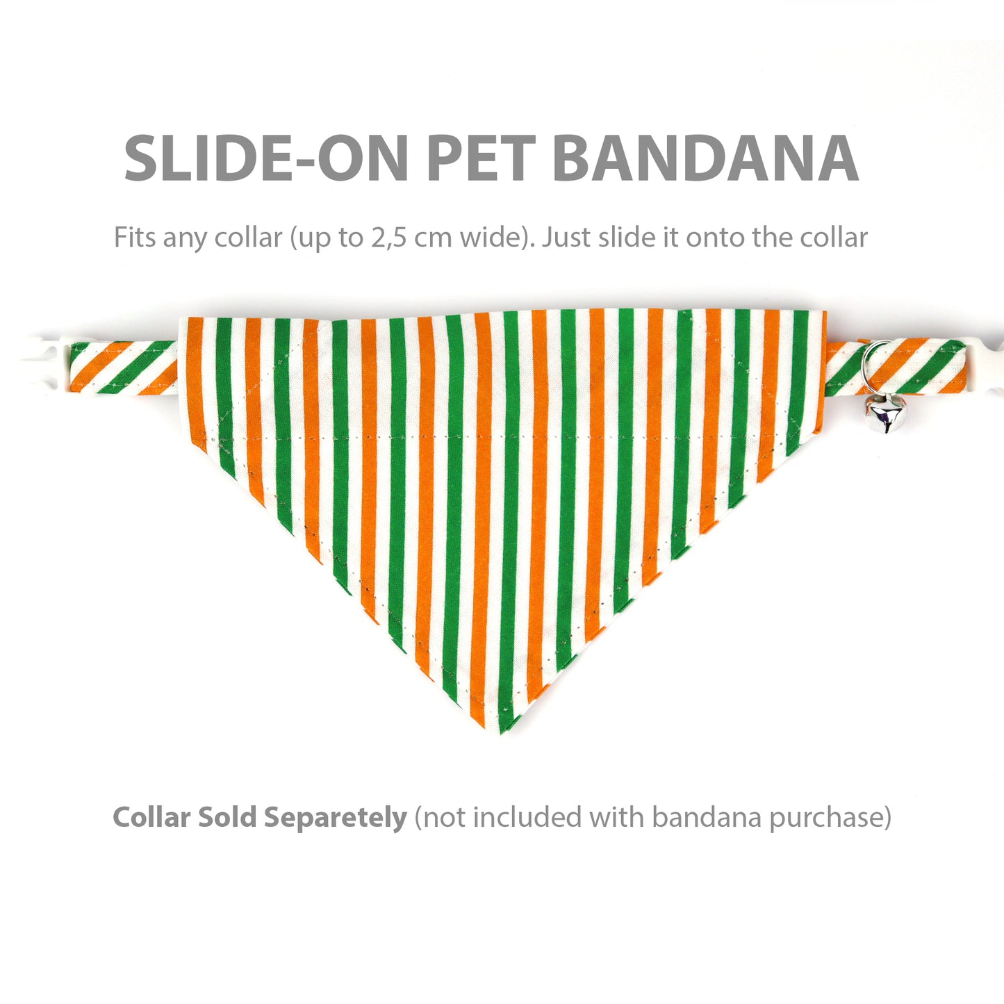 Pet Bandana - "Green Orange" - Bandana for Cat, Small Dog, Little Pet / St Patrick's Day / Shamrock / Slide-on Bandana / Over-the-Collar