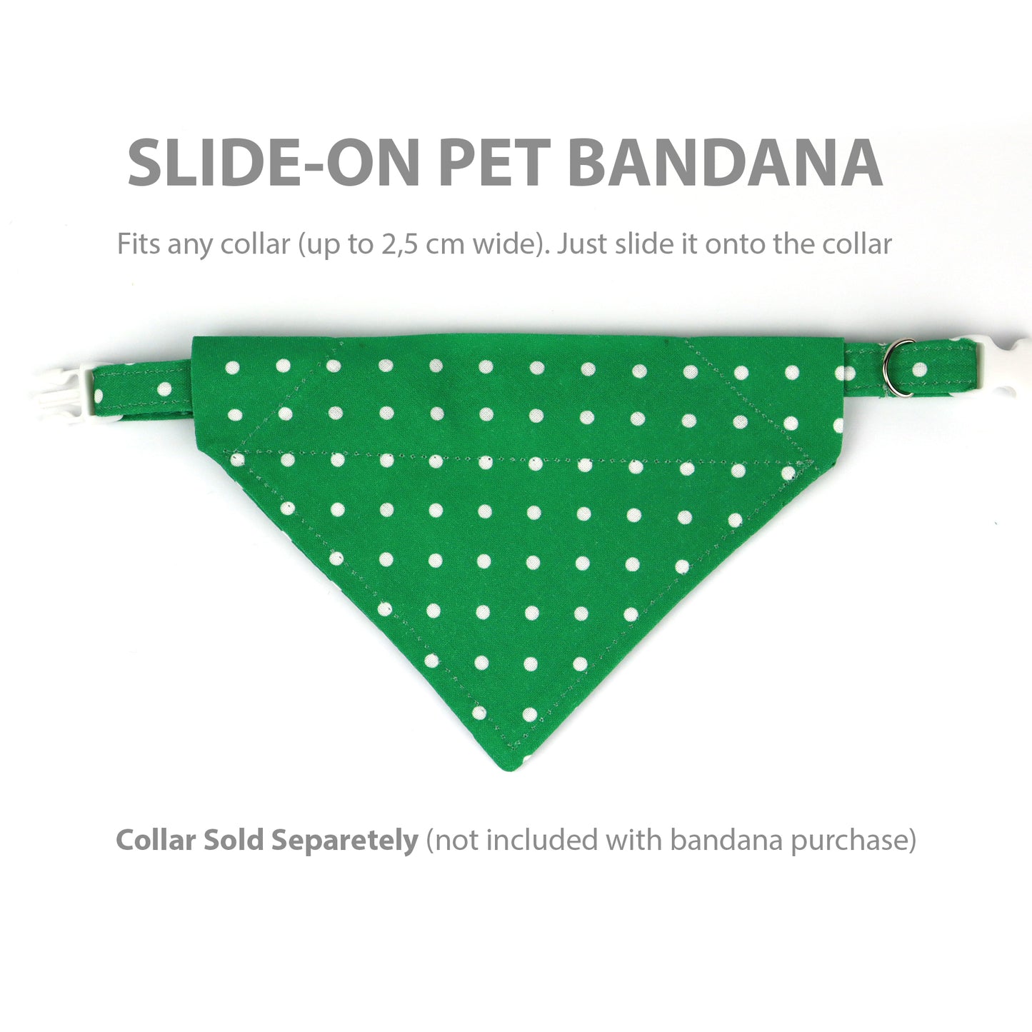 Pet Bandana - "Green dots" - Bandana for Cat, Small Dog, Little Pet / St Patrick's Day / Shamrock / Slide-on Bandana / Over-the-Collar