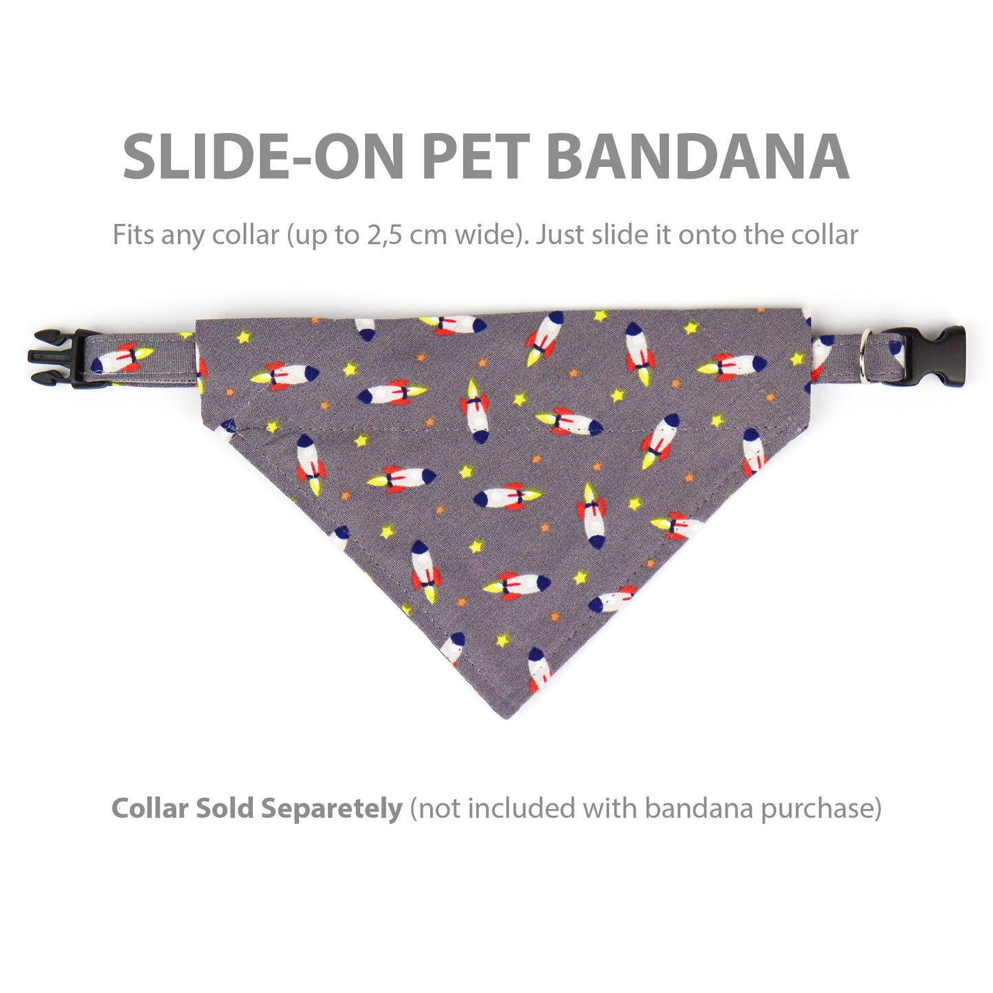 Pet Bandana - "Rocket" - Bandana for Cat, Small Dog, Little Pet / Summer, Spring, Winter, Fall, Wedding / Slide-on Bandana