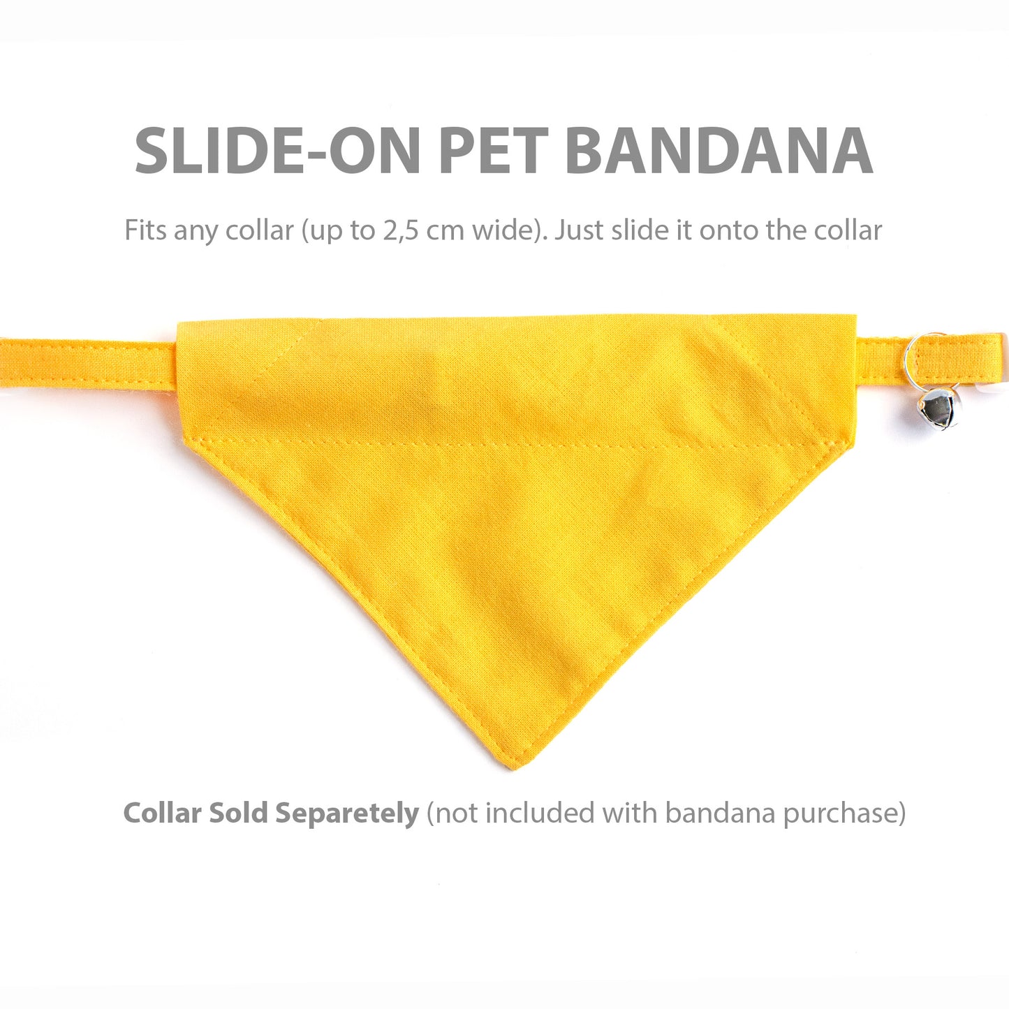 Pet Bandana - "Sunny Yellow" - Bandana for Cat, Small Dog, Little Pet / Wedding, Winter, Fall, Summer / Slide-on Bandana / Over-the-Collar