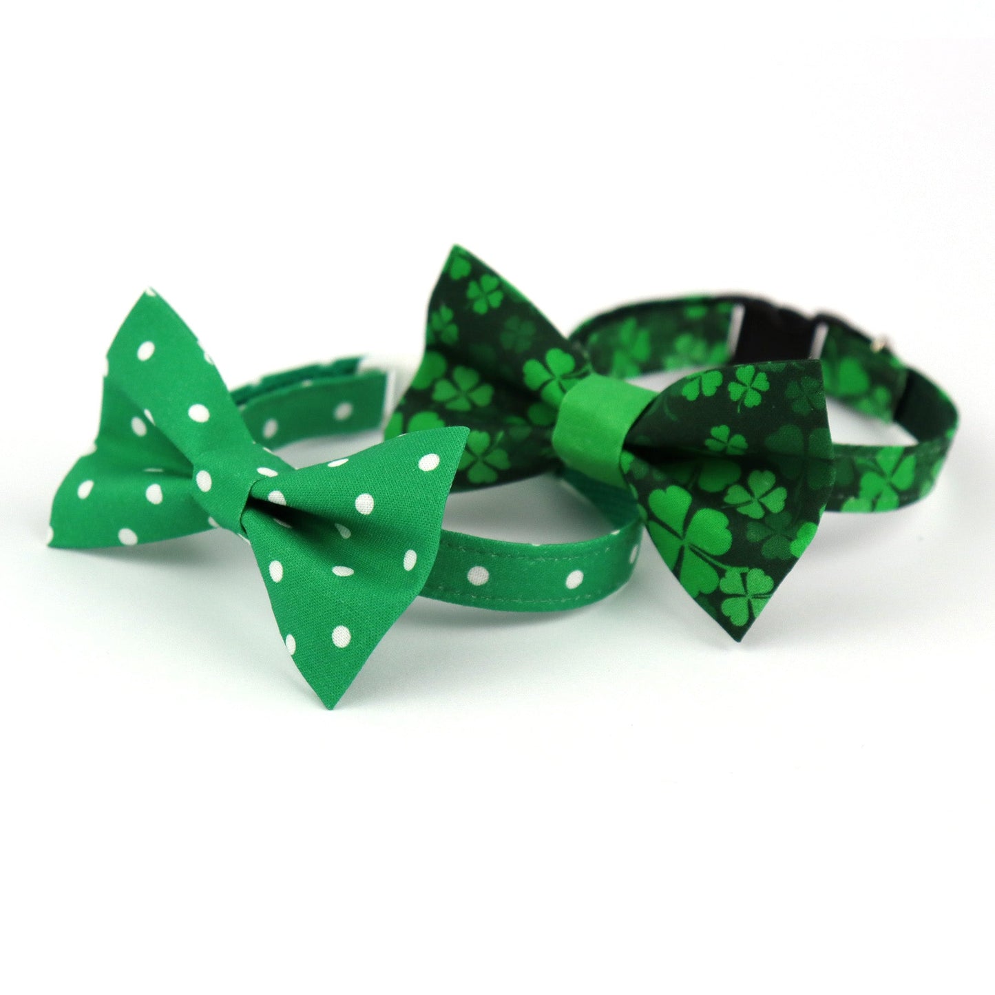 Pet Bow Tie - "Four-leaf clover" - Cotton Bow Tie for Pet Collar / St Patricks Day/ Shamrock/ Cat, Kitten, Small Dog, Little Pets