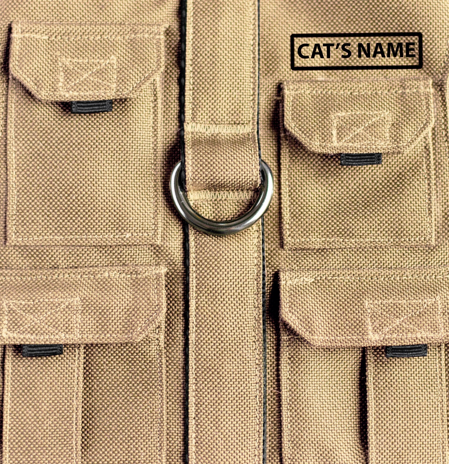 Water repellent Beige Fishing vest. Custom-made Cat Harness with Pockets for GPS-tracker