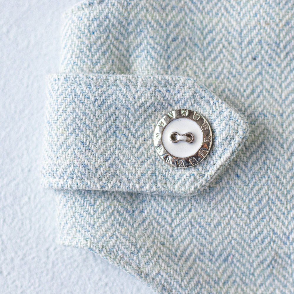 light blue tweed cat harness