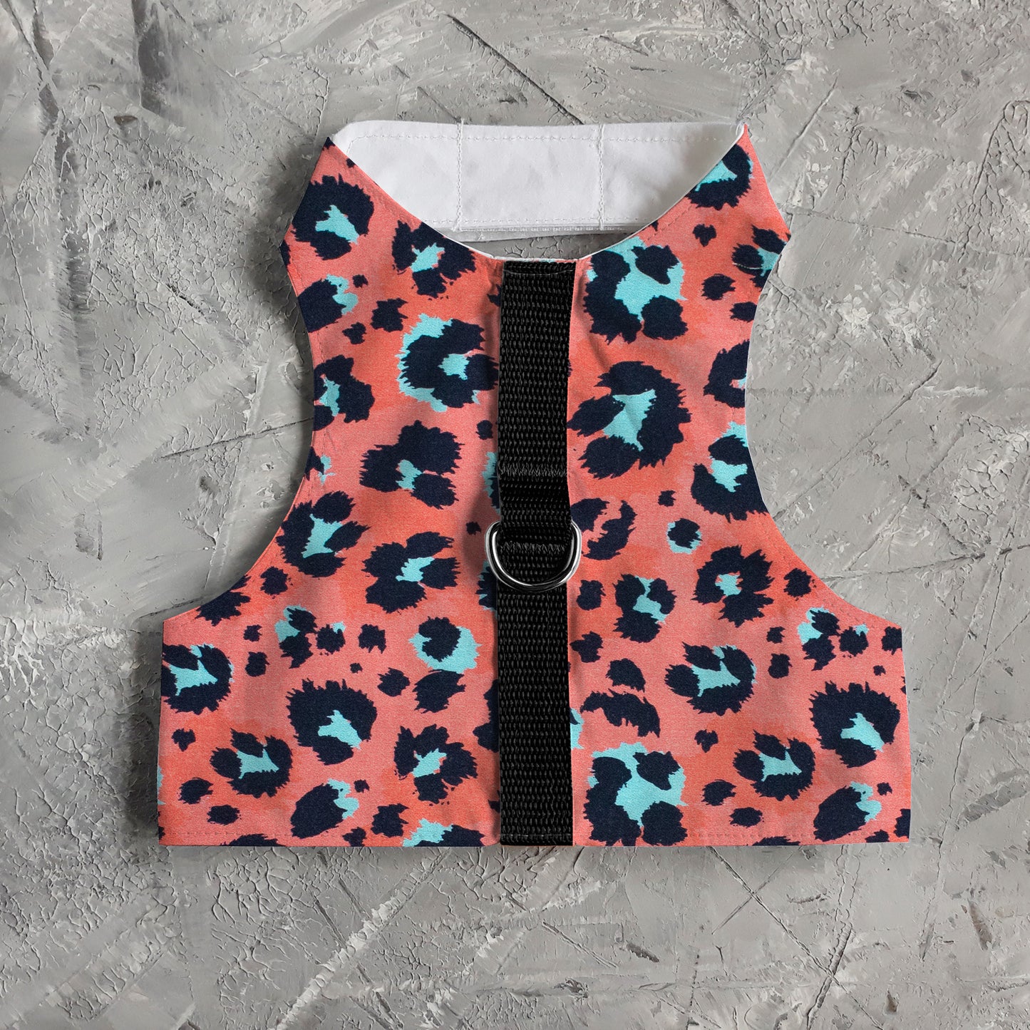 Difficult to escape and safety cat harness. Breathable cotton vest "Pink leopard"