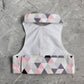 Difficult to escape and safety cat harness. Breathable cotton vest with pink triangles print