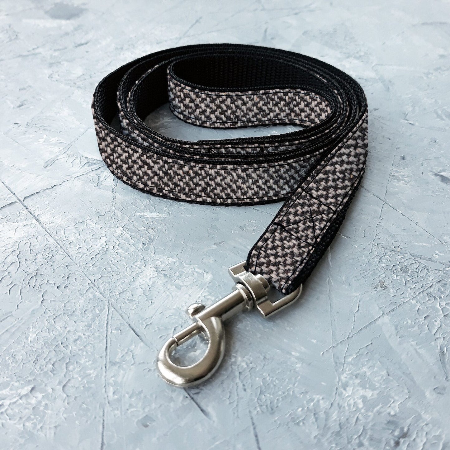 Tweed leash for cat. Black and White. 8 feet