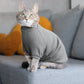 Gray cotton sweater for Cat. Shirt for Sphynx and all cats breeds