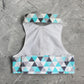 Difficult to escape and safety cat harness. Breathable cotton vest with blue triangles print