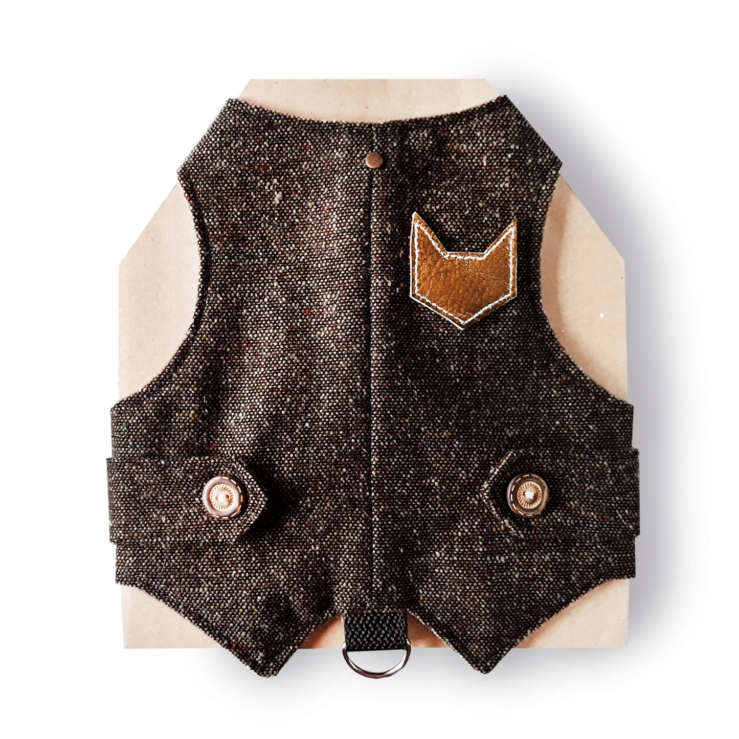 Difficult to escape tweed cat harness "Dark Kazuki". Personalization is available